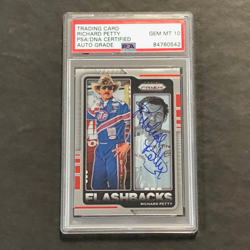 2021 Panini Prizm Racing Flashbacks #77 Richard Petty Signed Card AUTO GRADE 10 PSA Slabbed Nascar