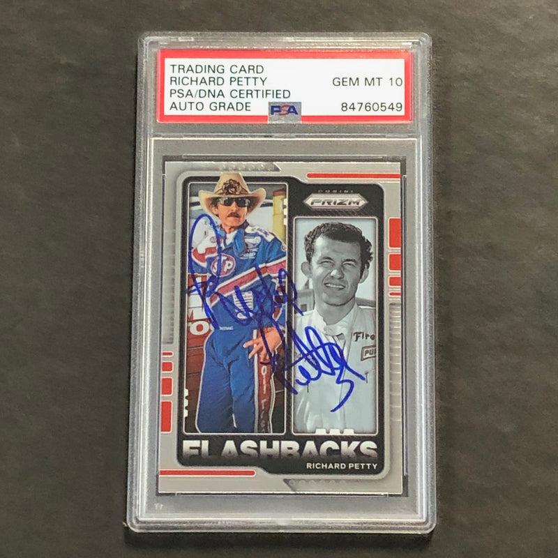 2021 Panini Prizm Racing Flashbacks #77 Richard Petty Signed Card AUTO 10 PSA Slabbed Nascar