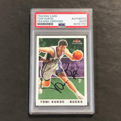 2003-04 Fleer Basketball #95 Toni Kukoc Signed Card PSA Slabbed Bucks