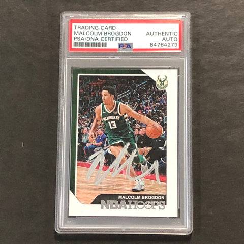 2018-19 NBA Hoops #34 Malcolm Brogdon Signed Card AUTO PSA/DNA Slabbed Bucks