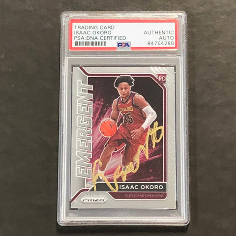 2020-21 Panini Prizm Emergent #15 Isaac Okoro Signed Card AUTO PSA Slabbed RC Cavaliers