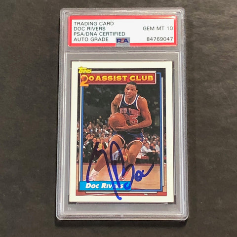 1993 Topps Assist Club #217 Doc Rivers Signed Card AUTO 10 PSA Slabbed Knicks