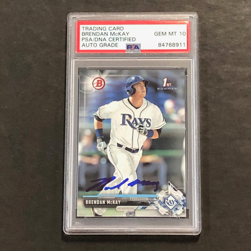 2017 BOWMAN CHROME #BD100 BRENDAN MCKAY Signed Card PSA Slabbed Rays