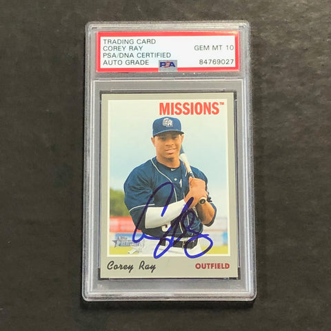 2019 Topps Heritage #79 COREY RAY Signed Card PSA Slabbed Auto Grade 10 Brewers