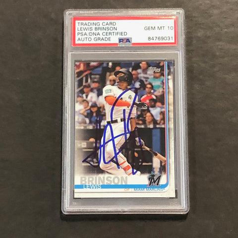 2019 Topps #296 Lewis Brinson Signed Card PSA Slabbed Auto Grade 10 Marlins