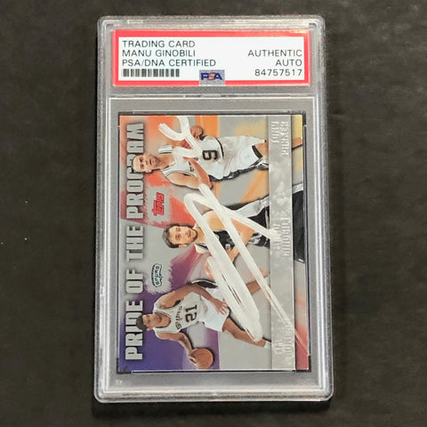 2005 Topps Pride of the Program #PP10 Manu Ginobili Signed Card AUTO PSA Slabbed Spurs