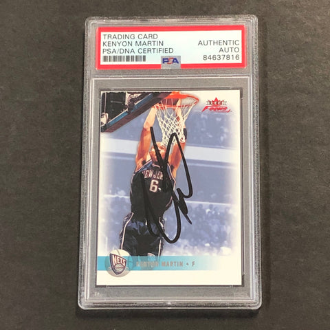 2003-04 Fleer Basketball #4 Kenyon Martin Signed Card AUTO PSA Slabbed New Jersey Nets