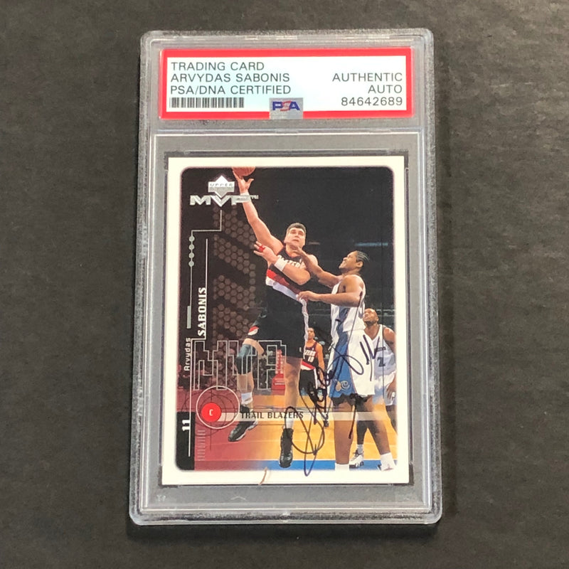 1999-00 Upper Deck MVP #131 ARVYDAS SABONIS Signed Card AUTO PSA Slabbed Trail Blazers