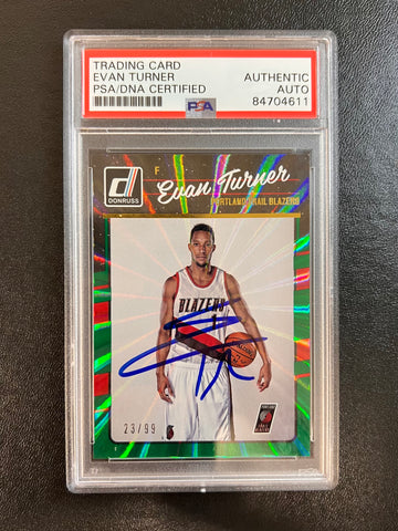 2016-17 Donruss Basketball #132 Evan Turner Signed Card AUTO PSA Slabbed Trailblazers