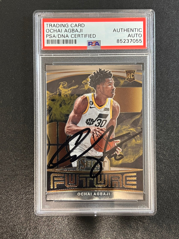 2022-23 Panini-Select #3 Ochai Agbaji signed card PSA/DNA Autographed Slabbed Utah Jazz