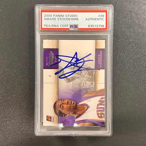 2009 Panini Studio #28 Amare Stoudemire Signed Card PSA Slabbed Suns