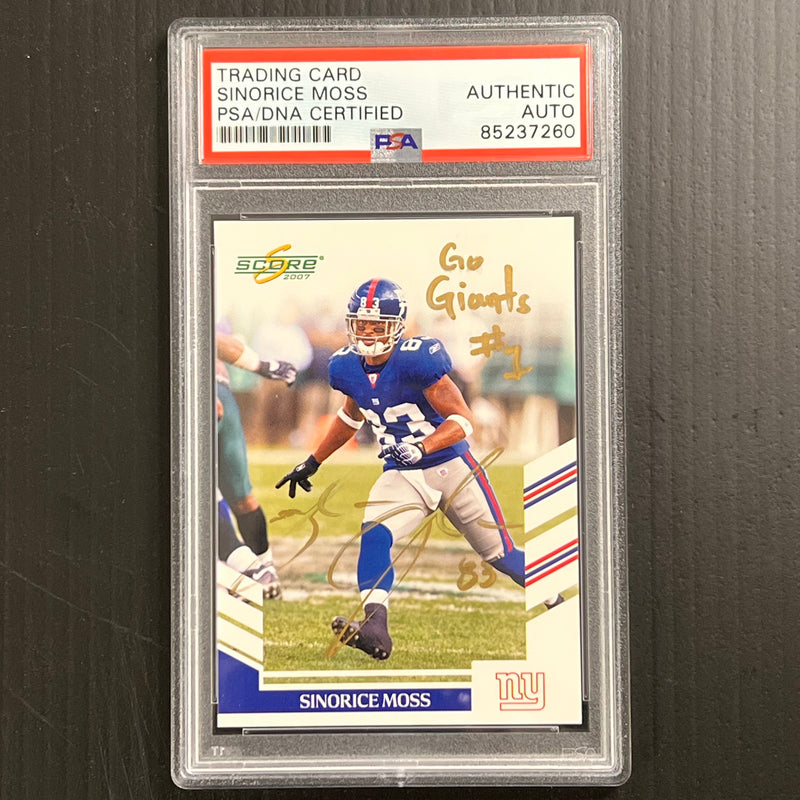 2007 Score #15 Sinorice Moss signed card PSA Auto Slabbed Giants