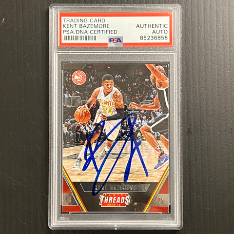 2015-16 Panini Threads #130 Kent Bazemore Signed Card AUTO PSA Slabbed Hawks