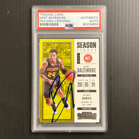 2017-18 Panini Contenders #71 Kent Bazemore Signed Card AUTO PSA Slabbed Hawks