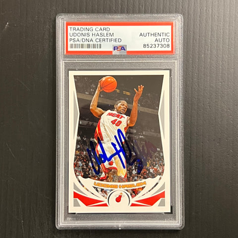 2004 Topps #12 Udonis Haslem Signed Card AUTO PSA Slabbed Heat