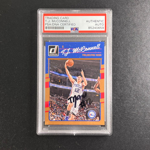 2016-17 Panini Donruss #4 TJ McConnell Signed Card AUTO PSA Slabbed 76ers