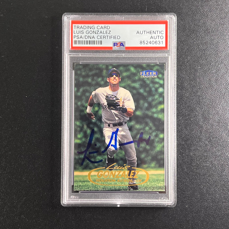 1998 Fleer #26 Luis Gonzalez Signed Card PSA Slabbed AUTO Astros