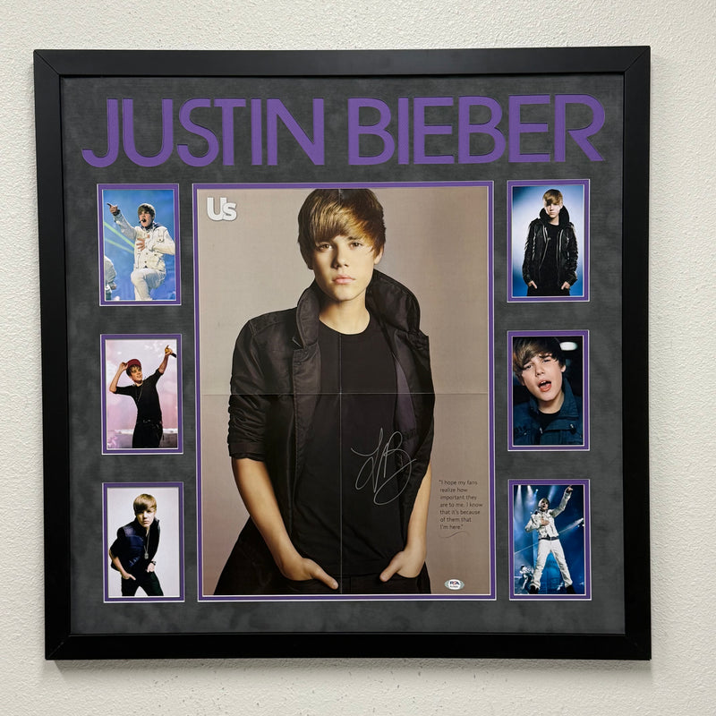 Justin Bieber Signed Poster Custom Framed 28x28" PSA Musician