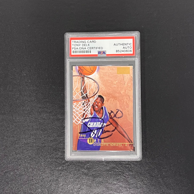 1996-97 Skybox #12 Tony Delk Signed Card AUTO PSA/DNA Slabbed Hornets