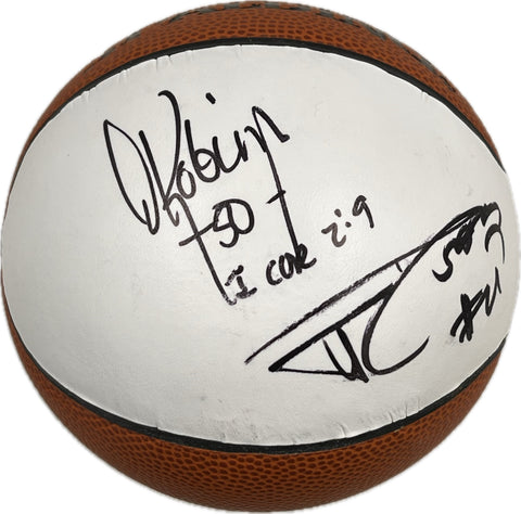 Tim Duncan David Robinson Signed Basketball PSA/DNA Autographed Ball Spurs