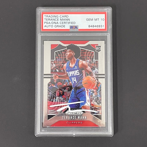 2020-21 Panini Prizm #296 Terance Mann Signed Card AUTO PSA GEM MT 10 Slabbed Clippers