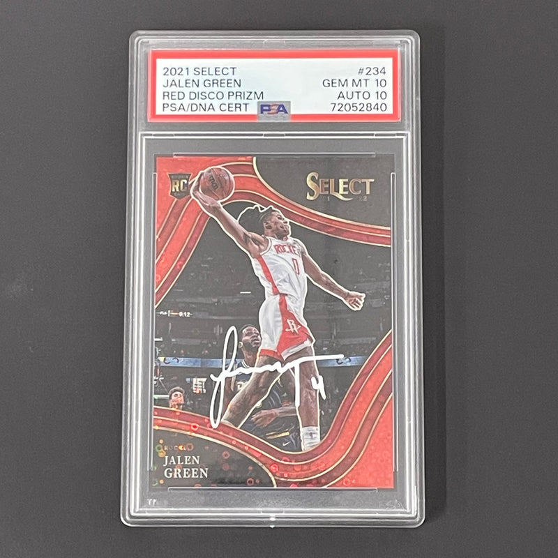 2021 Select Jalen Green Red Disco /49 Prizm #234 PSA 10 AUTO 10