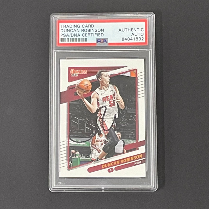 2021-22 Panini Donruss #107 Duncan Robinson Signed Card PSA Slabbed Heat