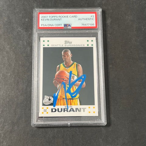 2007 Topps #2 Kevin Durant Signed Rookie Card PSA Slabbed Sonics