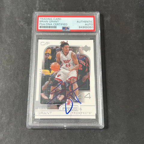 2001 Upper Deck Pros and Prospects #44 Brian Grant Signed Card AUTO PSA Slabbed Heat