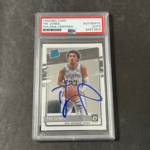 2020-2021 Panini Donruss Optic #186 Tre Jones Signed Card AUTO PSA/DNA Slabbed RC Spurs