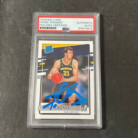 2021 Donruss Rated Rookie #34 Franz Wagner Signed Card AUTO PSA Slabbed RC Michigan