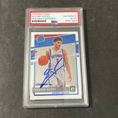 2020-21 Optic Rated Rookie #157 Killian Hayes Signed Card AUTO PSA Slabbed RC Pistons