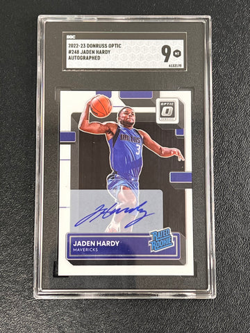 2022-23 Panini Donruss Optic #248 Jaden Hardy Signed Card 9 MT SGC Authenticated Slabbed Mavericks