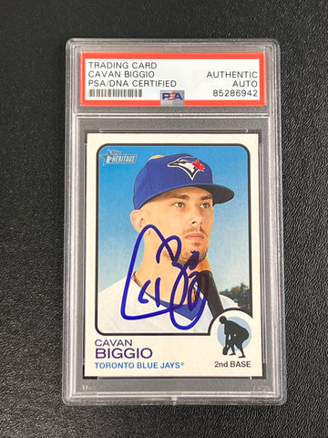 2022 Topps Heritage #338 Cavan Biggio Signed Card PSA/DNA AUTO Slabbed Blue Jays