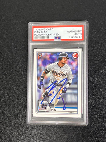 2020 Topps Bowman RC #5 Isan Diaz Signed Card PSA/DNA Authenticated Slabbed AUTO Marlins