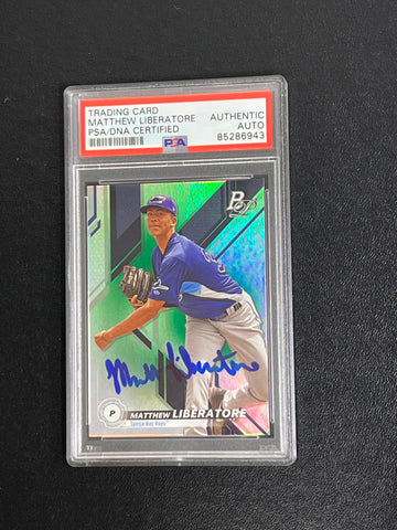 2019 Topps Bowman Platinum #TOP-17 Matthew Liberatore Signed Card AUTO PSA/DNA Slabbed Rays