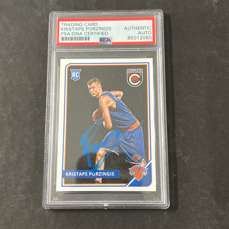 2015-16 Panini Complete #319 Kristaps Porzingis Signed Card AUTO PSA Slabbed RC Knicks