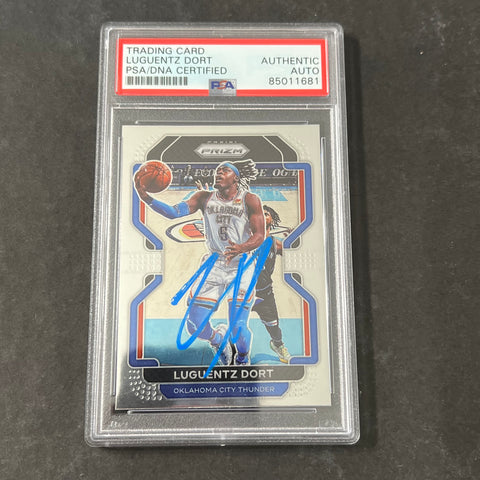 2021-22 Panini Prizm #114 Luguentz Dort Signed Card AUTO PSA Slabbed Thunder