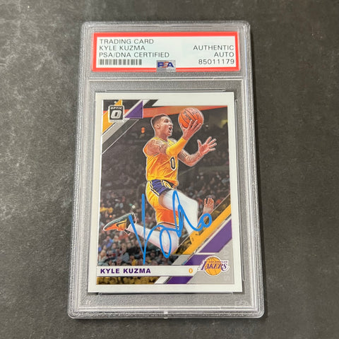 2019-20 Donruss Optic Basketball #80 Kyle Kuzma Signed Card AUTO PSA Slabbed Lakers