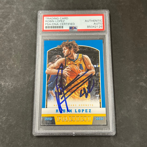 2012-13 Panini #144 Robin Lopez Signed Card AUTO PSA Slabbed Hornets