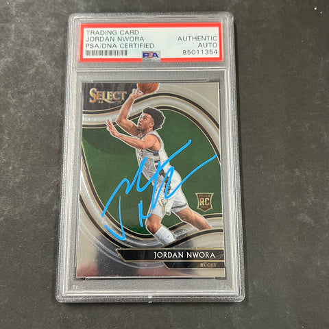 2020-21 Panini Select #262 Jordan Nwora Signed Card AUTO PSA/DNA Slabbed RC Bucks