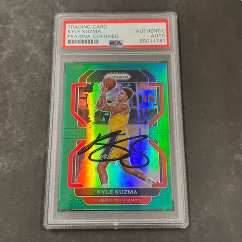 2021-22 Panini Prizm #156 Kyle Kuzma Signed Card Auto PSA Slabbed Wizards