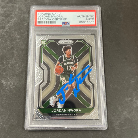 2020-21 Panini Prizm #273 Jordan Nwora Signed Card AUTO PSA/DNA Slabbed Bucks