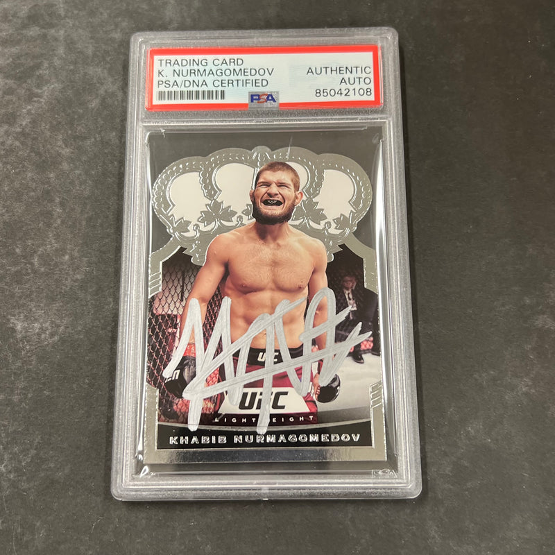 2021  Panini Chronicles #16 Khabib Nurmagomedov Signed Card PSA Slabbed