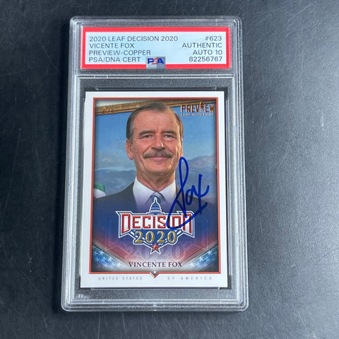 2020 Leaf Decision 2020 Preview Copper #623  LE 4/5 Vicente Fox Signed Card AUTO 10 PSA Slab