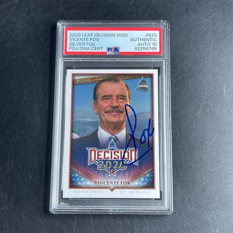 2020 Leaf Decision 2020 Silver Foil #623 4/25 Vicente Fox Signed Card Authentic AUTO 10 PSA Slab