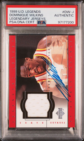 2000 Upper Deck Authentic Legendary Jersey #DW-J Dominique Wilkins Signed Card PSA Slabbed Hawks