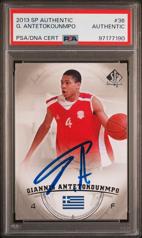 2013-14 Upper Deck SPA Authentic #36 Giannis Antetokounmpo Signed Card AUTO PSA Slabbed Bucks