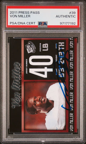 2011-12 Press Pass #39 Von Miller Signed Card AUTO PSA Slabbed Bills/Broncos