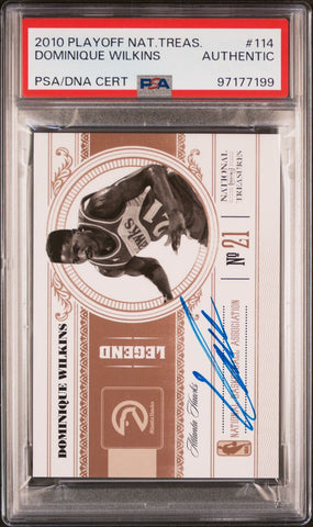 2010 Playoff National Treasures #114 09/99 Dominique Wilkins Signed Card AUTO PSA Slabbed Hawks